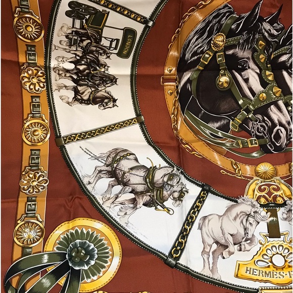 HERMES Carre90 CHEVAUX DE TRAIT Silk Scarf 😍🐴🐎🔥 - Picture 13 of 17
